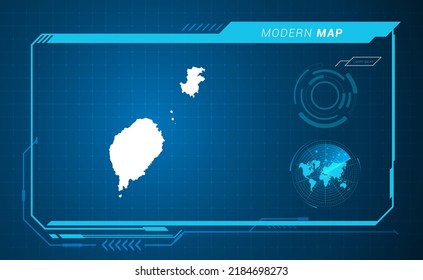 Sao Tome map of blue digital frame HUD, GUI, UI interface technology radar vector.