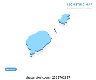 Sao Tome map blue on white background with isometric vector.