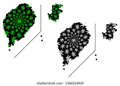 Sao Tome and Príncipe - map is designed cannabis leaf green and black, Democratic Republic of Sao Tome and Príncipe map made of marijuana (marihuana,THC) foliage,