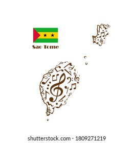 Sao Tome map flag made from music notes. 