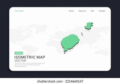 Sao Tome map green on white background with isometric vector.