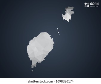 Sao Tome map grey polygon red triangle mosaic with dark background. style gradient vector.