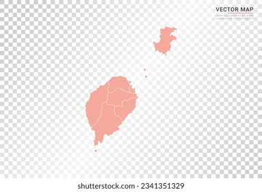 Sao Tome map vector orange color on transparent background.