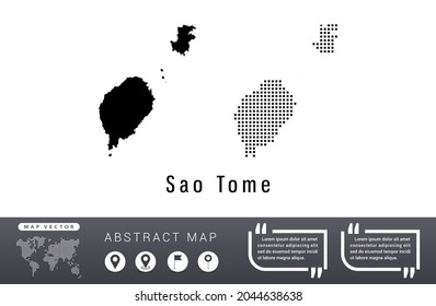 Sao Tome map vector set halftone dots black.