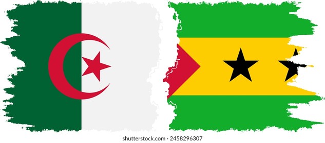 Sao Tome and Principe and Algeria grunge flags connection, vector