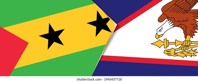 Sao Tome and Principe and American Samoa flags, two vector flags symbol of relationship or confrontation.