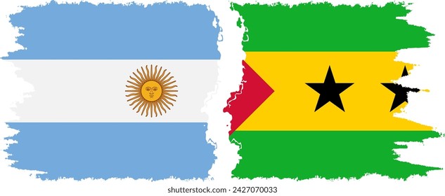 Sao Tome and Principe and Argentina grunge flags connection, vector