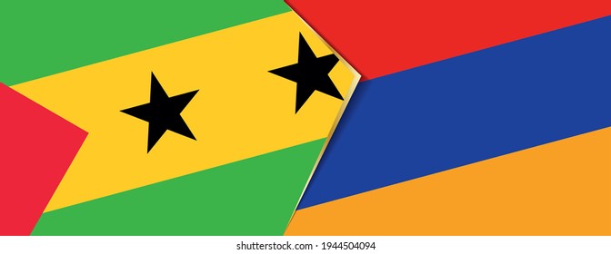 Sao Tome and Principe and Armenia flags, two vector flags symbol of relationship or confrontation.