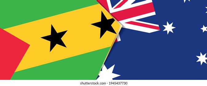 Sao Tome and Principe and Australia flags, two vector flags symbol of relationship or confrontation.