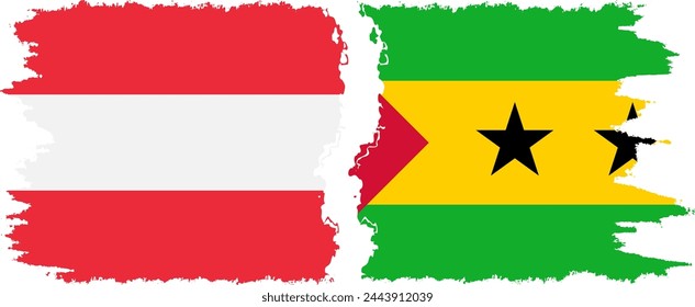 Sao Tome and Principe and Austria grunge flags connection, vector