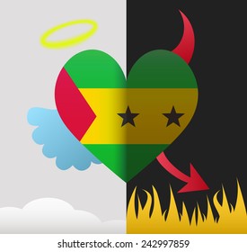 Sao Tome and Principe background of a heart half demon half angel