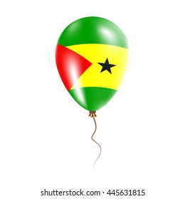 Sao Tome and Principe balloon with flag. Bright Air Ballon in the Country National Colors. Country Flag Rubber Balloon. Vector Illustration.
