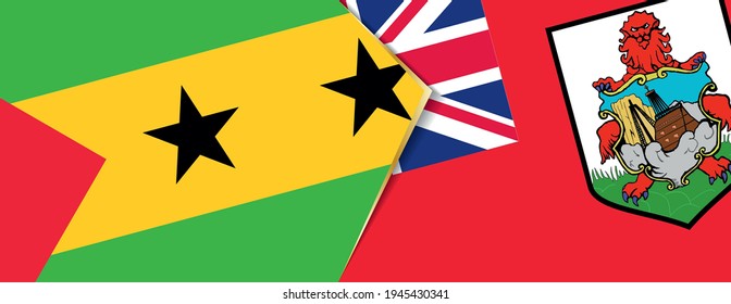 Sao Tome and Principe and Bermuda flags, two vector flags symbol of relationship or confrontation.