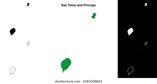 Sao Tome and Principe blank outline map set