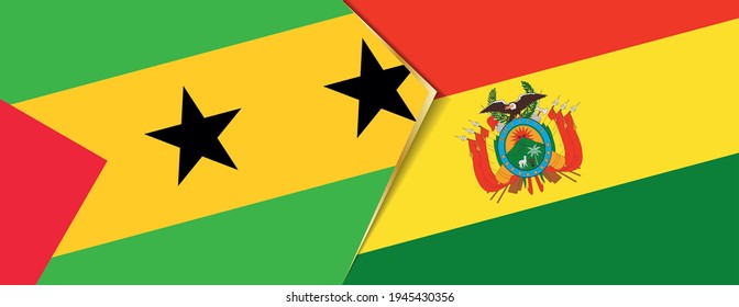 Sao Tome and Principe and Bolivia flags, two vector flags symbol of relationship or confrontation.