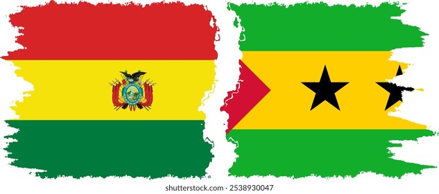 Sao Tome and Principe and Bolivia grunge flags connection, vector