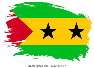 Sao Tome and Principe brush stroke flag vector background. Hand drawn grunge style Saint Thomas and Prince painted isolated banner.