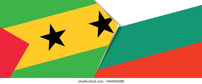 Sao Tome and Principe and Bulgaria flags, two vector flags symbol of relationship or confrontation.