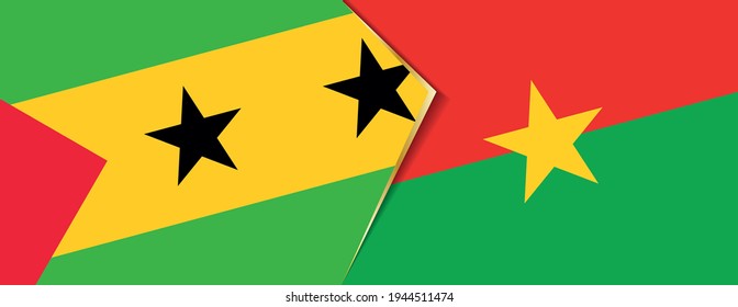 Sao Tome and Principe and Burkina Faso flags, two vector flags symbol of relationship or confrontation.