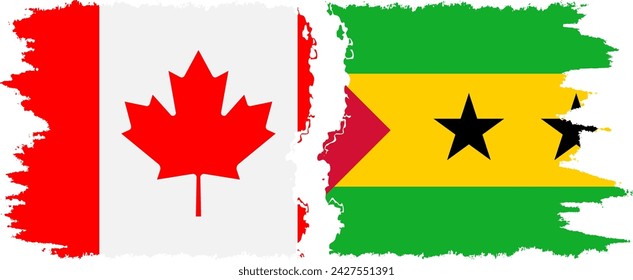 Sao Tome and Principe and Canada grunge flags connection, vector