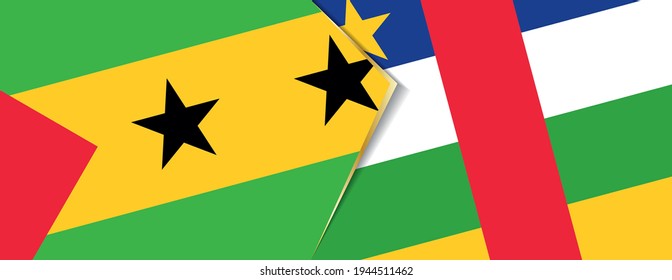 Sao Tome and Principe and Central African Republic flags, two vector flags symbol of relationship or confrontation.