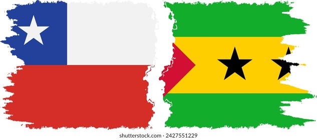 Sao Tome and Principe and Chile grunge flags connection, vector