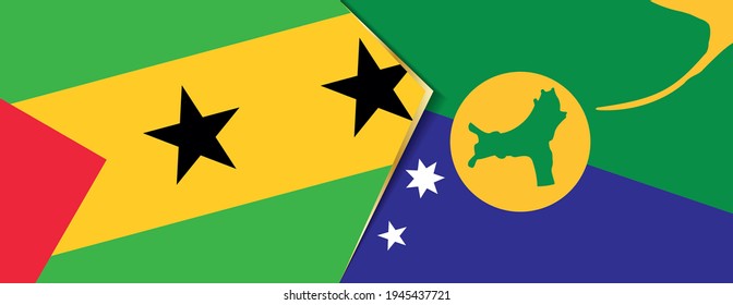 Sao Tome and Principe and Christmas Island flags, two vector flags symbol of relationship or confrontation.
