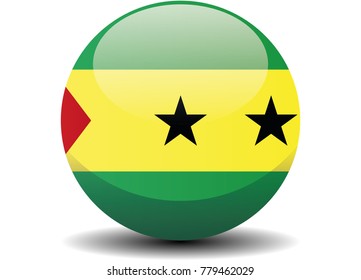 Sao Tome and Principe circle button flag background texture. Vector illustration.