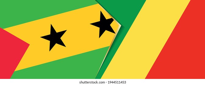 Sao Tome and Principe and Congo flags, two vector flags symbol of relationship or confrontation.