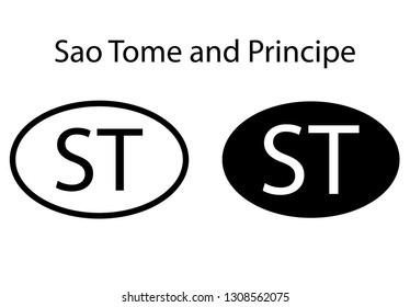 Sao Tome and Principe country code icon.  Iso code country domain name.  ST - Sao Tome and Principe abbreviated. vector