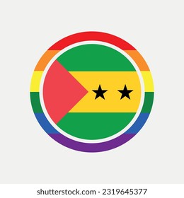 Sao Tome and Principe country flag circle - lgbt flag graphic element Illustration template design
