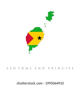 Sao Tome and Principe. Creative national country map with flag vector illustration. Map of Sao Tome and Principe with an official flag. Illustration on white background