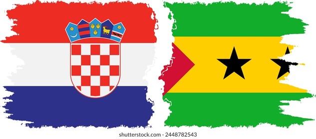 Sao Tome and Principe and Croatia grunge flags connection, vector