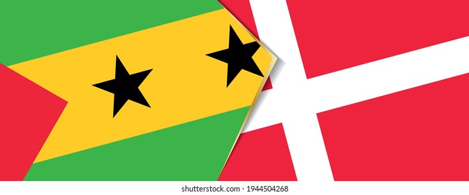 Sao Tome and Principe and Denmark flags, two vector flags symbol of relationship or confrontation.
