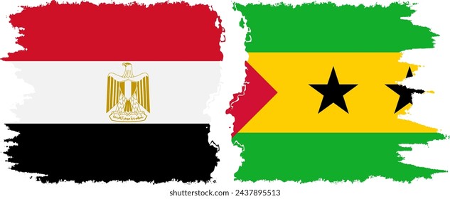 Sao Tome and Principe and Egypt grunge flags connection, vector