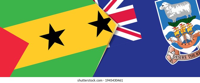 Sao Tome and Principe and Falkland Islands flags, two vector flags symbol of relationship or confrontation.