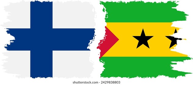 Sao Tome and Principe and Finland grunge flags connection, vector