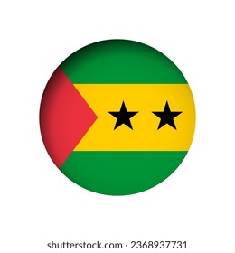 Sao Tome and Principe flag - behind the cut circle paper hole with inner shadow.