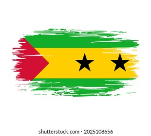 Sao Tome and Principe flag brush grunge background. Vector illustration.