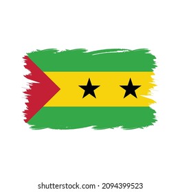 Sao Tome and Principe flag brush strokes painted 