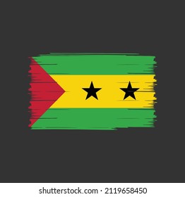 Sao Tome and Principe flag with brush stroke background