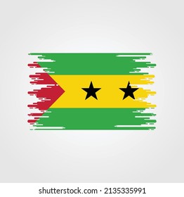 Sao tome and Principe Flag Brush Strokes. National Flag