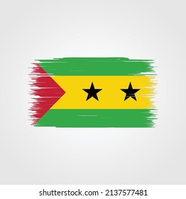 Sao Tome and Principe flag brush strokes. National flag