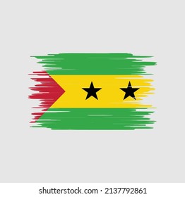 Sao Tome and Principe Flag Brush Strokes. National Flag