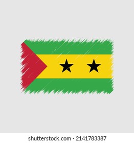 Sao Tome and Principe Flag Brush Strokes. National Flag