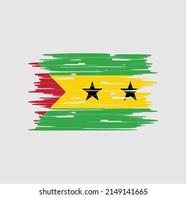 Sao Tome and Principe Flag Brush Vector. National Flag