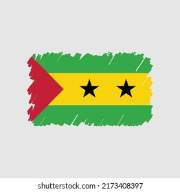 Sao Tome and Principe Flag Brush Strokes. National Flag