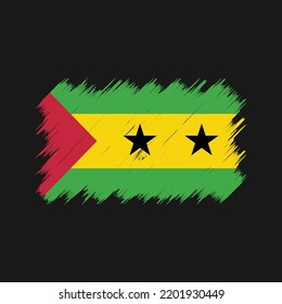 Sao Tome and Principe Flag Brush Vector. National Flag