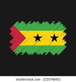 Sao Tome and Principe Flag Brush Painted Vector Illustration