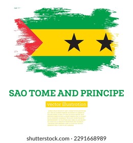 Sao Tome and Principe Flag with Brush Strokes. Vector Illustration. Independence Day.